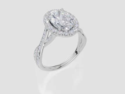 18ct White Gold Oval Cut 2.58 Carat tw of Lab-Grown Diamond Ring