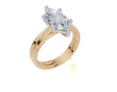 18ct Yellow Gold Marquise Cut 2.00 Carat of  Diamond Ring and 18ct Yellow Gold  Band