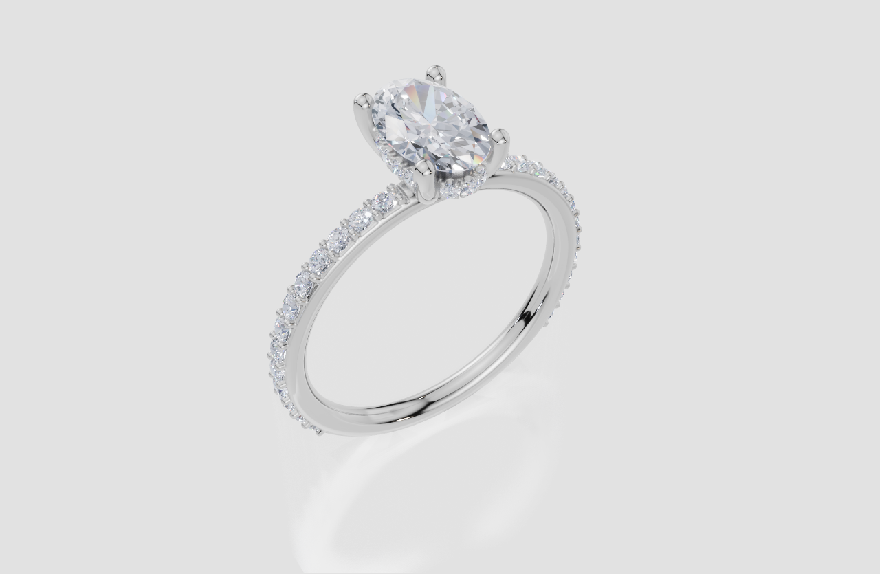 18ct White Gold Oval Cut 1.38 Carat tw of Lab-Grown Diamond Ring