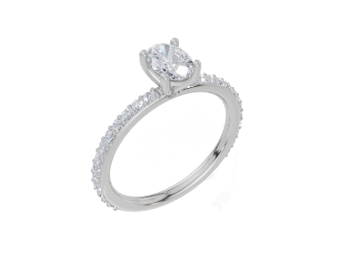 18ct White Gold Oval Cut 0.82 Carat tw of  Diamond Ring