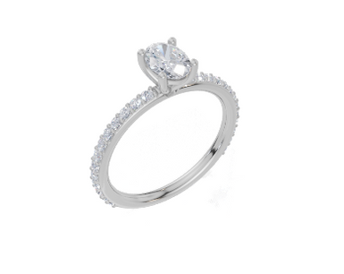 18ct White Gold Oval Cut 0.82 Carat tw of  Diamond Ring