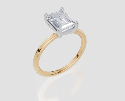 18ct Yellow Gold Emerald Cut 2.00 Carat of Lab-Grown Diamond Ring