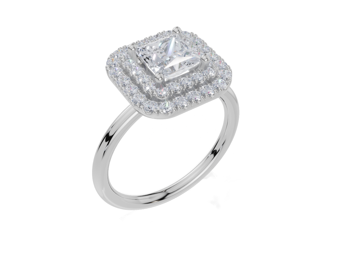 18ct White Gold Princess Cut 1.51 Carat tw of  Diamond Ring