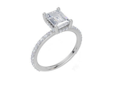18ct White Gold Emerald Cut 1.90 Carat tw of Lab-Grown Diamond Ring