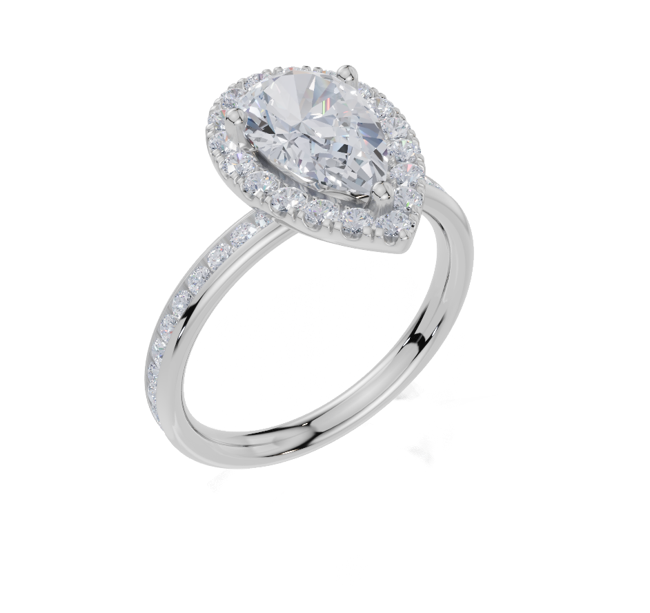 18ct White Gold Pear Cut 2.17 Carat tw of  Diamond Ring
