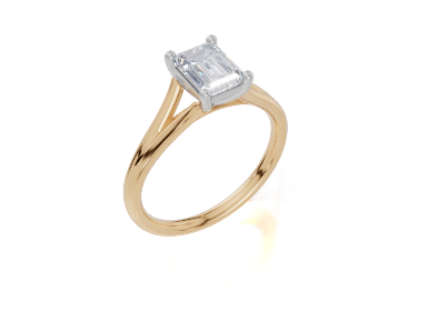 18ct Yellow Gold Emerald Cut 1.00 Carat of  Diamond Ring