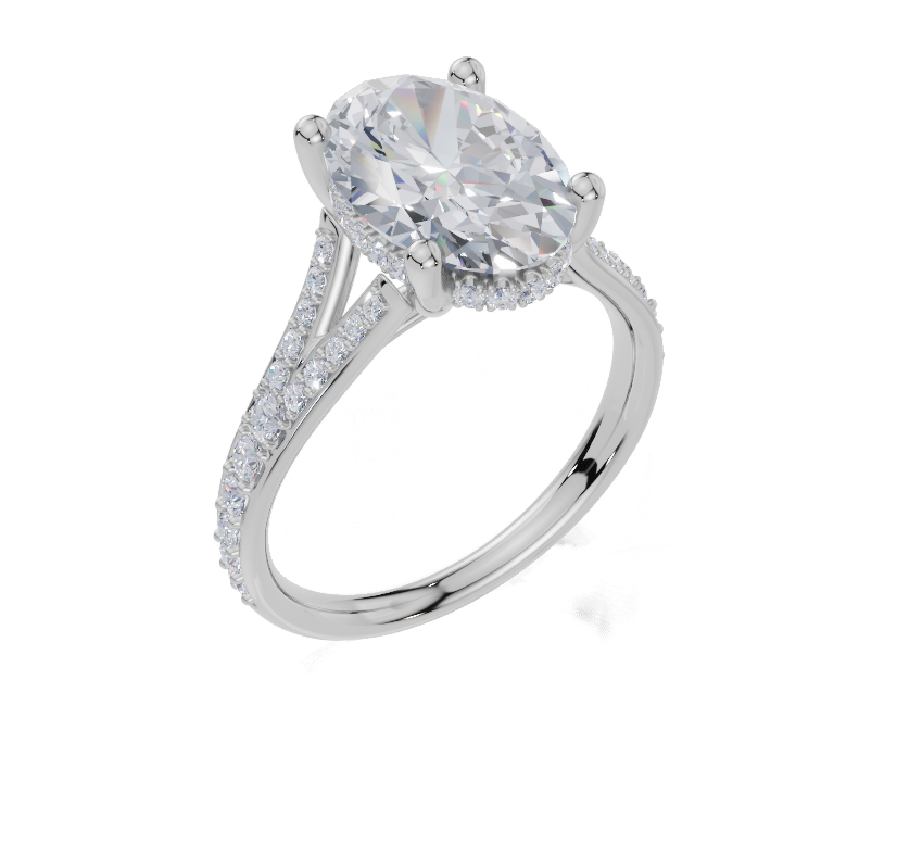 18ct White Gold Oval Cut 3.43 Carat tw of Lab-Grown Diamond Ring