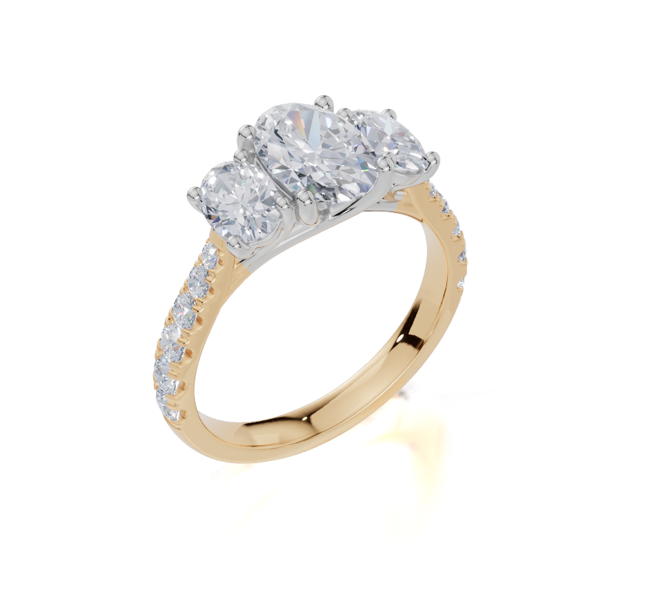 18ct Yellow Gold Oval Cut 2.03 Carat tw of Lab-Grown Diamond Ring