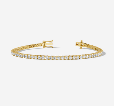 14CT Yellow Gold Round Cut 3.10 Carat tw of Lab Grown Diamonds Tennis Bracelet