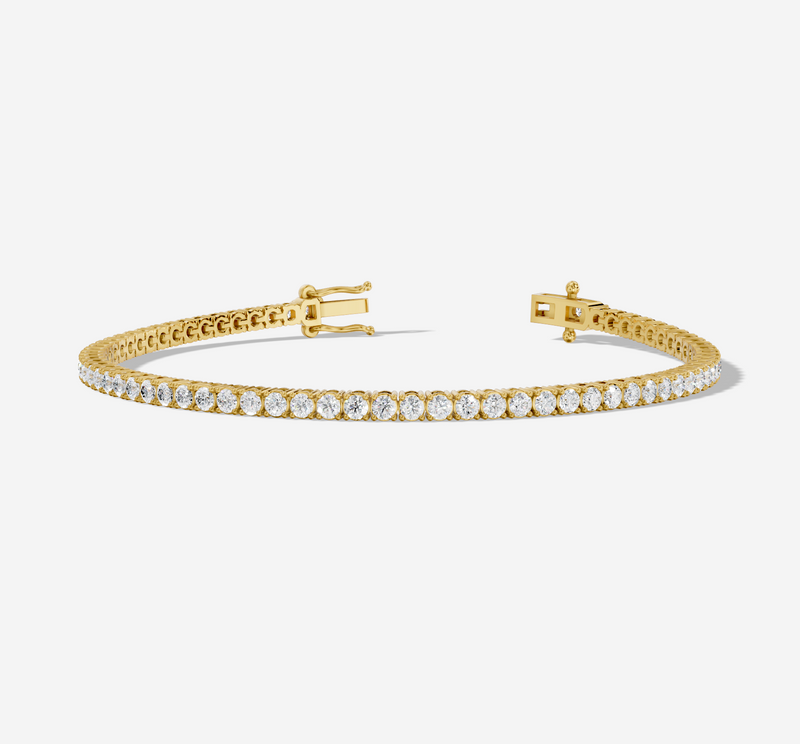 14CT Yellow Gold Round Cut 3.10 Carat tw of Lab Grown Diamonds Tennis Bracelet