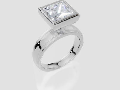 18ct White Gold Princess Cut 4.00 Carat of  Diamond Ring