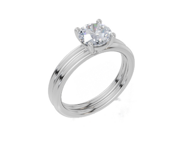18ct White Gold Round Cut 1.00 Carat of  Diamond Ring and 18ct White Gold  Band