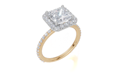 18ct Yellow Gold Princess Cut 2.67 Carat tw of Lab-Grown Diamond Ring