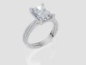 18ct White Gold Radiant Cut 3.42 Carat tw of Lab-Grown Diamond Ring and 18ct White Gold 0.36 Carat tw of Lab-Grown  Diamond Band