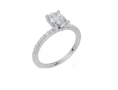 18ct White Gold Oval Cut 1.38 Carat tw of  Diamond Ring
