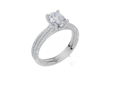 18ct White Gold Oval Cut 1.37 Carat tw of  Diamond Ring and 18ct White Gold 0.33 Carat tw of   Diamond Band