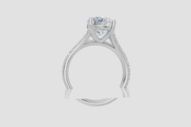 18ct White Gold Round Cut 3.33 Carat tw of  Diamond Ring and 18ct White Gold 0.30 Carat tw of   Diamond Band