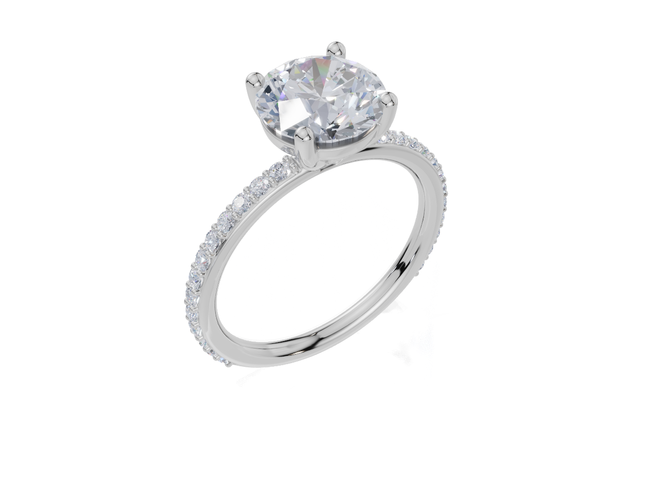 18ct White Gold Round Cut 2.33 Carat tw of  Diamond Ring