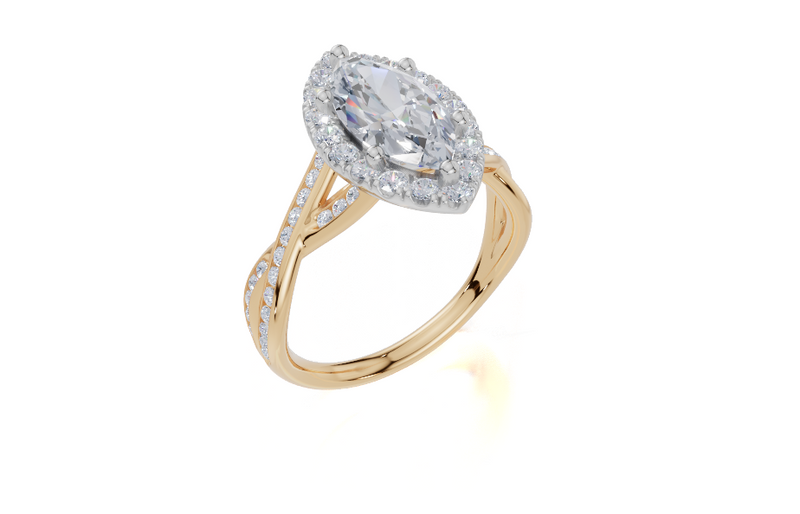 18ct Yellow Gold Marquise Cut 2.08 Carat tw of Lab-Grown Diamond Ring