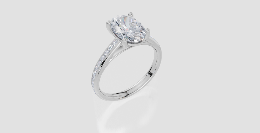 18ct White Gold Oval Cut 2.33 Carat tw of Lab-Grown Diamond Ring