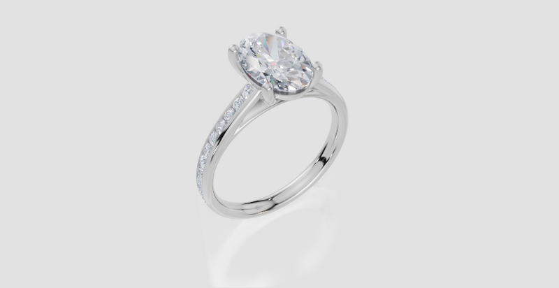 18ct White Gold Oval Cut 2.33 Carat tw of Lab-Grown Diamond Ring
