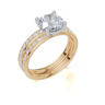 18ct Yellow Gold Round Cut 1.82 Carat tw of  Diamond Ring and 18ct Yellow Gold 0.35 Carat tw of   Diamond Band