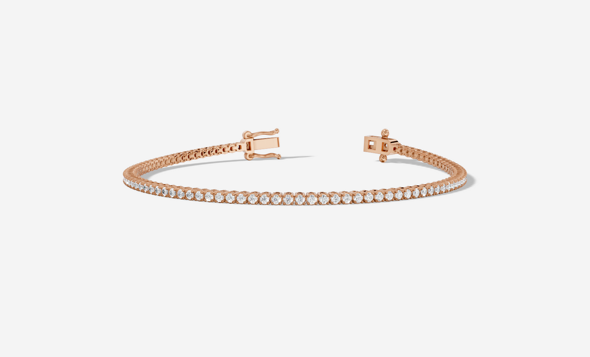 9ct Rose Gold Round Cut 1.10 Carat tw of Lab Grown Diamonds Tennis Bracelet