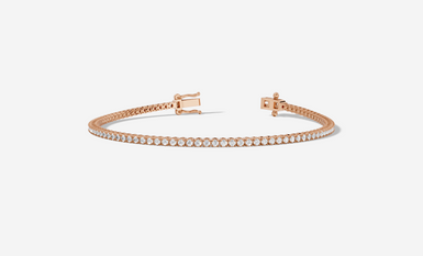 9ct Rose Gold Round Cut 1.10 Carat tw of Lab Grown Diamonds Tennis Bracelet