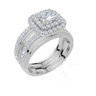 18ct White Gold Princess Cut 1.24 Carat tw of Lab-Grown Diamond Ring and 18ct White Gold 0.32 Carat tw of Lab-Grown  Diamond Band
