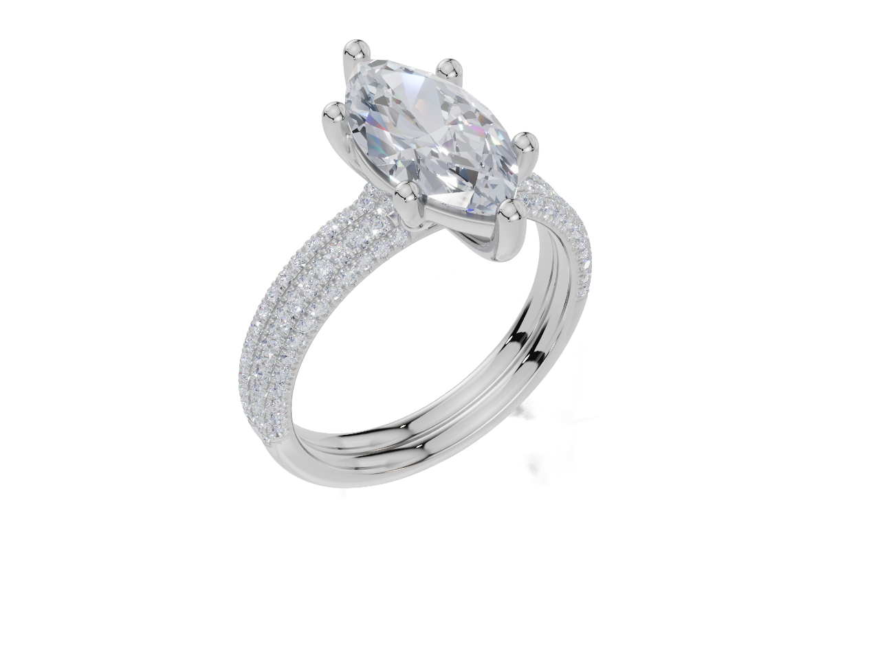 18ct White Gold Marquise Cut 2.32 Carat tw of  Diamond Ring and 18ct White Gold 0.80 Carat tw of   Diamond Band