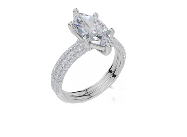 18ct White Gold Marquise Cut 2.32 Carat tw of  Diamond Ring and 18ct White Gold 0.80 Carat tw of   Diamond Band