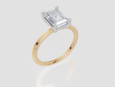 18ct Yellow Gold Emerald Cut 2.00 Carat of Lab-Grown Diamond Ring