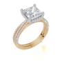 18ct Yellow Gold Princess Cut 2.40 Carat tw of  Diamond Ring and 18ct Yellow Gold 0.33 Carat tw of   Diamond Band