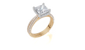 18ct Yellow Gold Princess Cut 2.40 Carat tw of  Diamond Ring and 18ct Yellow Gold 0.33 Carat tw of   Diamond Band