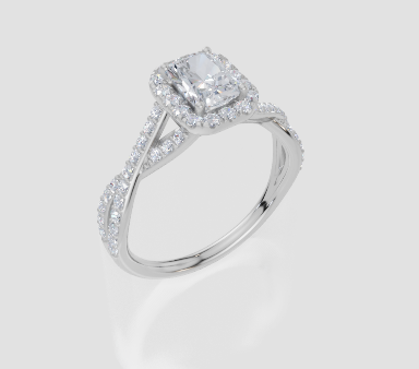 18ct White Gold Radiant Cut 1.21 Carat tw of  Diamond Ring