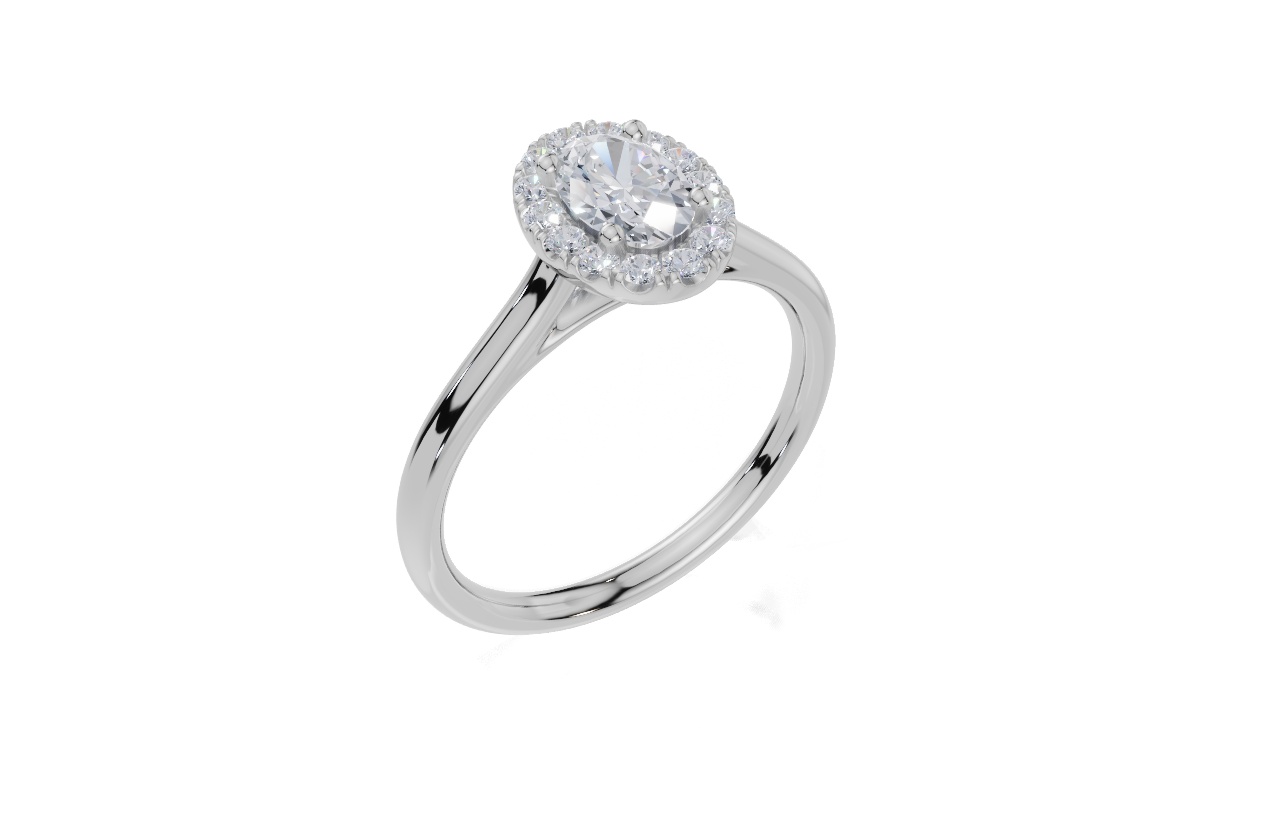 18ct White Gold Oval Cut 0.68 Carat tw of  Diamond Ring