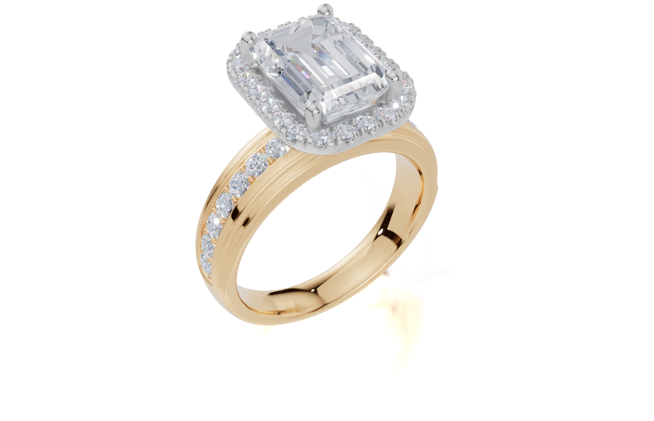18ct Yellow Gold Emerald Cut 3.69 Carat tw of  Diamond Ring