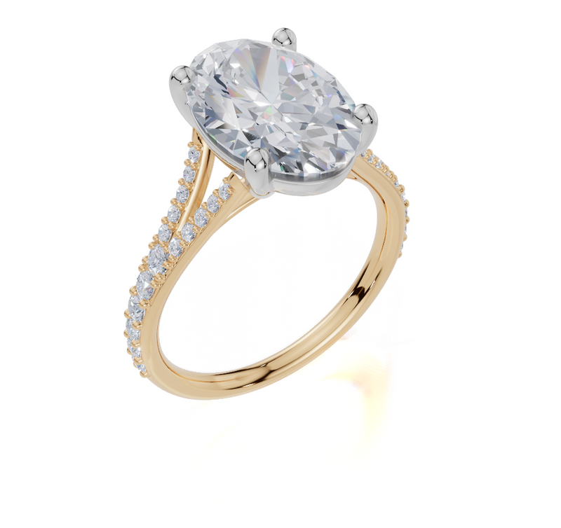 18ct Yellow Gold Oval Cut 4.33 Carat tw of Lab-Grown Diamond Ring