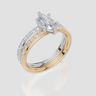 18ct Yellow Gold Marquise Cut 1.07 Carat tw of Lab-Grown Diamond Ring and 18ct White Gold 0.35 Carat tw of Lab-Grown  Diamond Band