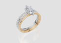 18ct Yellow Gold Marquise Cut 1.07 Carat tw of Lab-Grown Diamond Ring and 18ct White Gold 0.35 Carat tw of Lab-Grown  Diamond Band