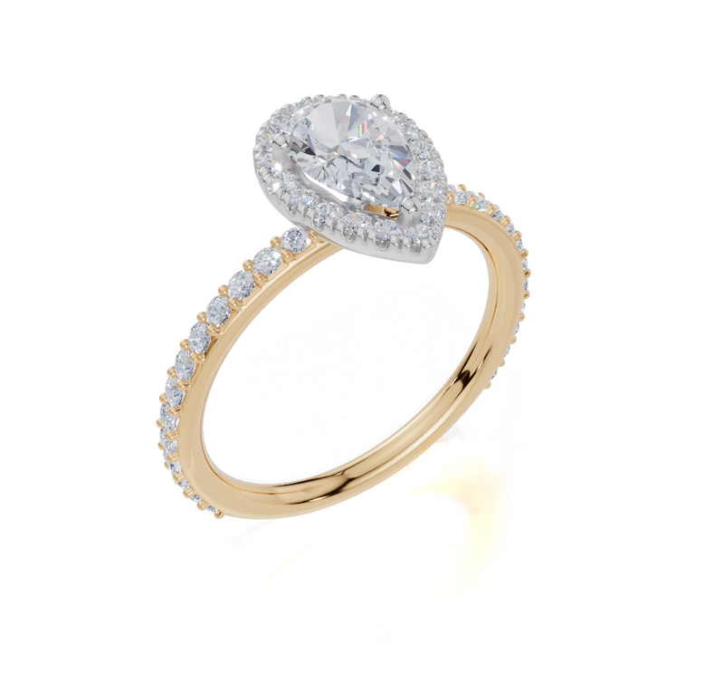 18ct Yellow Gold Pear Cut 1.24 Carat tw of Lab-Grown Diamond Ring