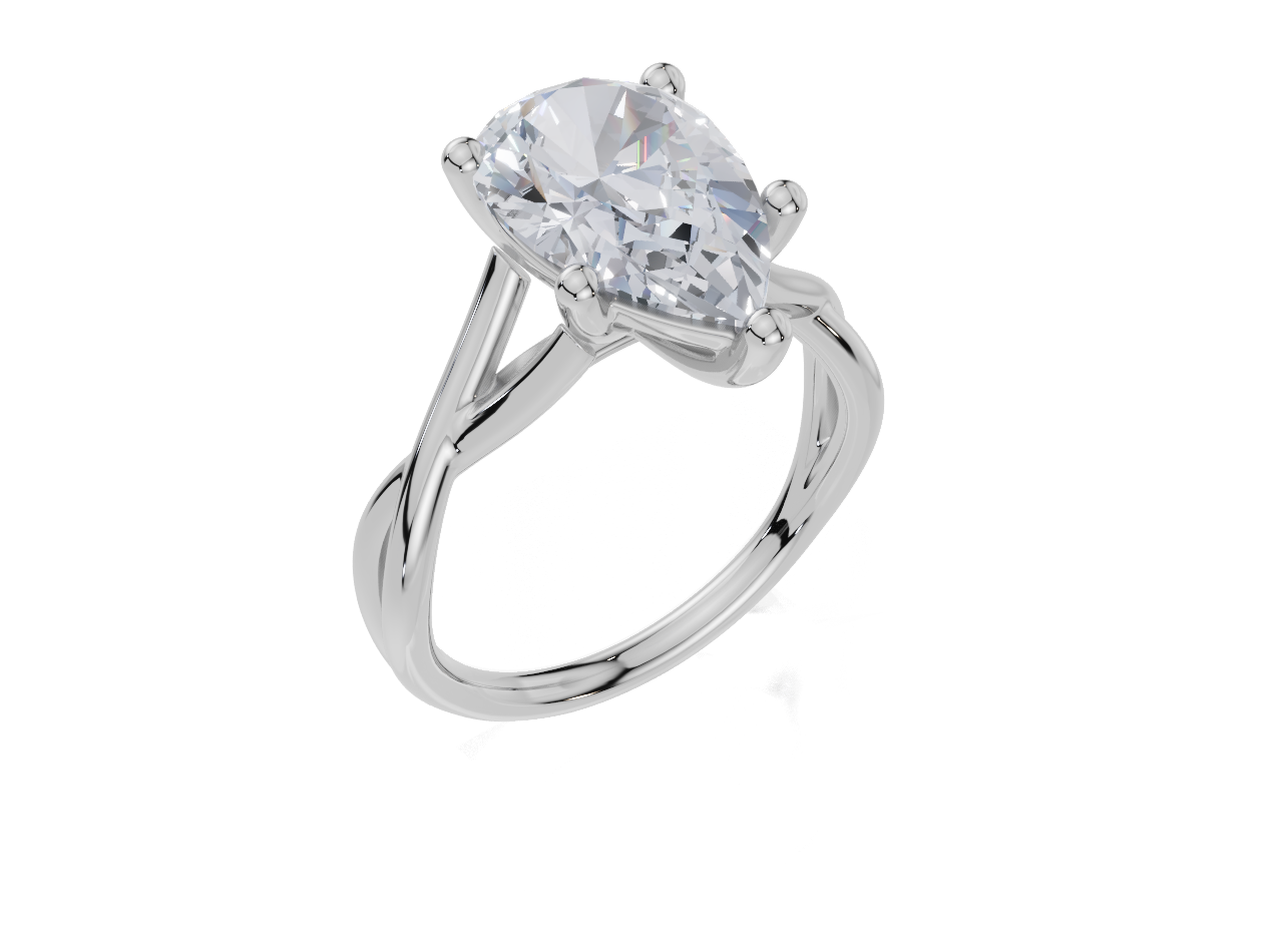 18ct White Gold Pear Cut 3.00 Carat of Lab-Grown Diamond Ring