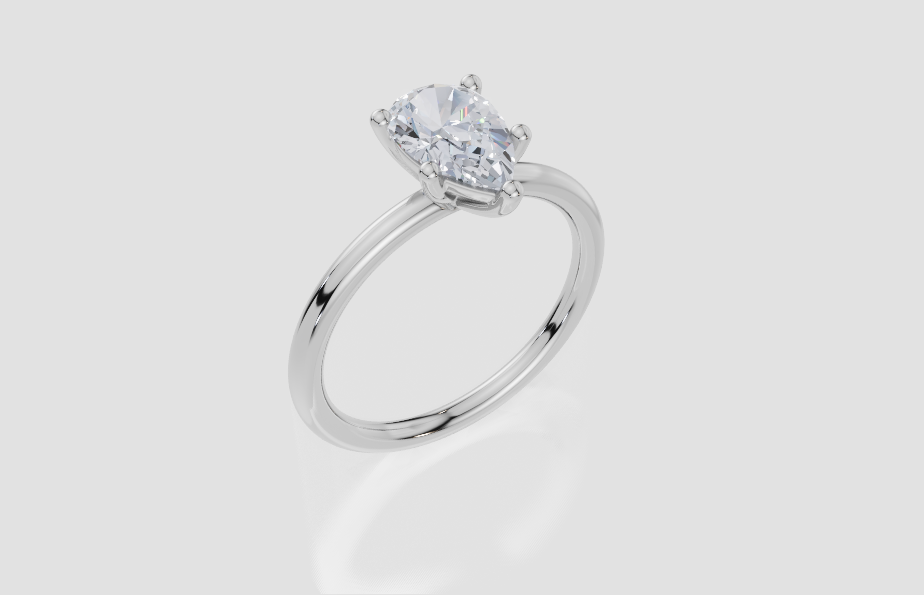 18ct White Gold Pear Cut 1.00 Carat of Lab-Grown Diamond Ring