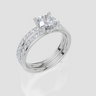 18ct White Gold Round Cut 1.38 Carat tw of Lab-Grown Diamond Ring and 18ct White Gold 0.35 Carat tw of Lab-Grown  Diamond Band