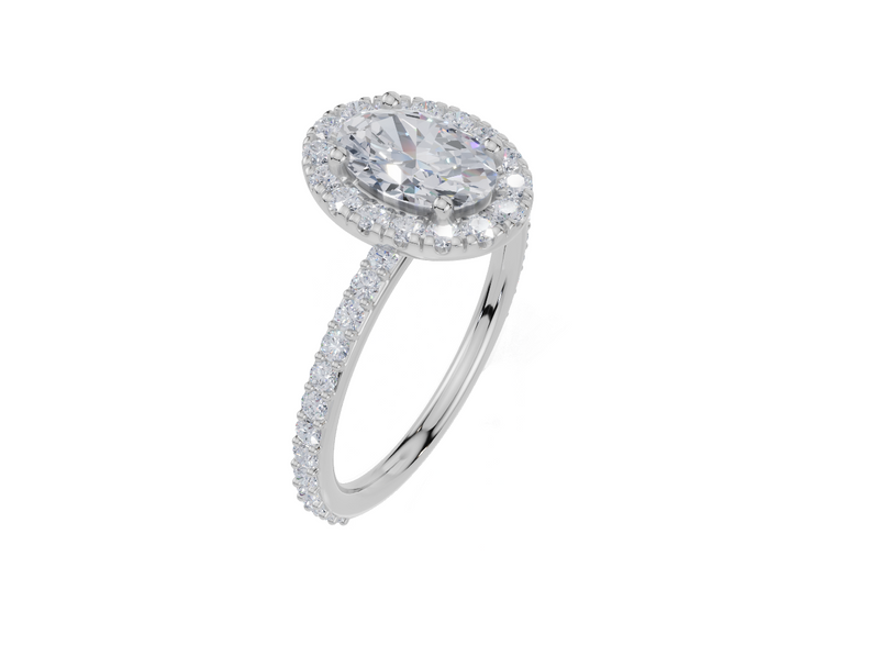 18ct White Gold Oval Cut 1.56 Carat tw of Lab-Grown Diamond Ring