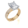 18ct Yellow Gold Emerald Cut 3.42 Carat tw of  Diamond Ring and 18ct Yellow Gold 0.35 Carat tw of   Diamond Band