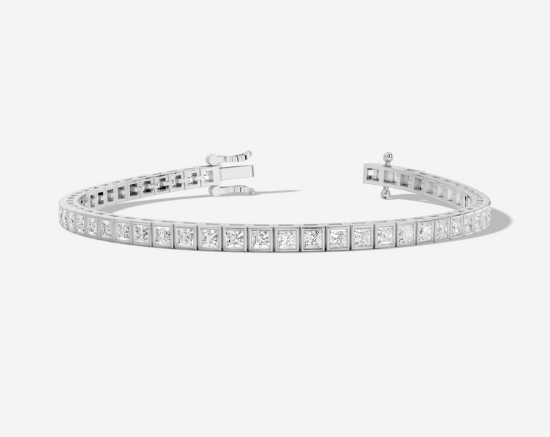 9ct White Gold Princess Cut 5.20 Carat tw of Diamonds Tennis Bracelet
