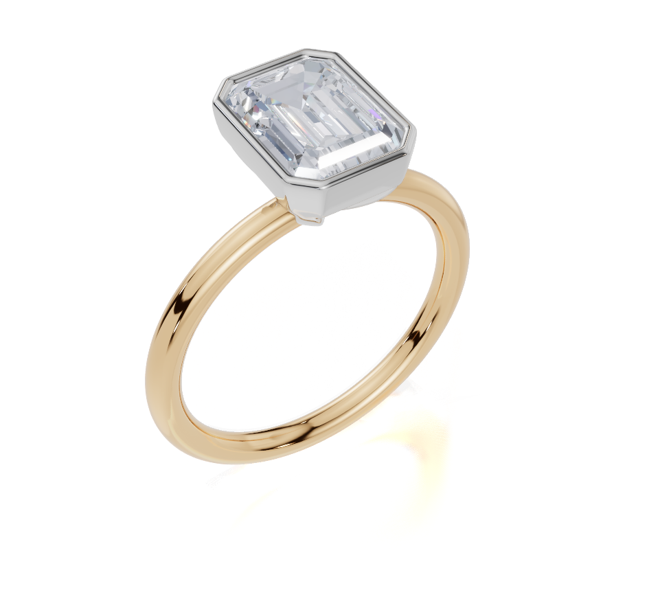 18ct Yellow Gold Emerald Cut 2.00 Carat of Lab-Grown Diamond Ring