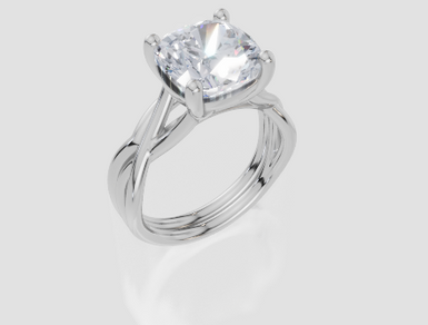 18ct White Gold Cushion Cut 4.00 Carat of  Diamond Ring and 18ct White Gold  Band