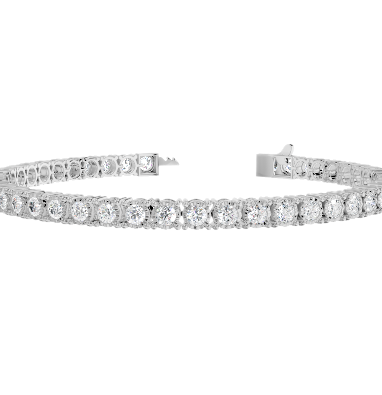 9CT White Gold Round Cut 4.45 Carat tw of Lab Grown Diamonds Tennis Bracelet